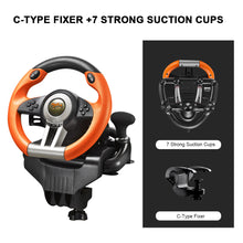 Load image into Gallery viewer, PC Racing Wheel, PXN V3II 180 Degree Universal Usb Car Sim Race Steering Wheel with Pedals for PS3, PS4, Xbox One,Nintendo Switch (Orange)