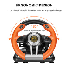 Load image into Gallery viewer, PC Racing Wheel, PXN V3II 180 Degree Universal Usb Car Sim Race Steering Wheel with Pedals for PS3, PS4, Xbox One,Nintendo Switch (Orange)