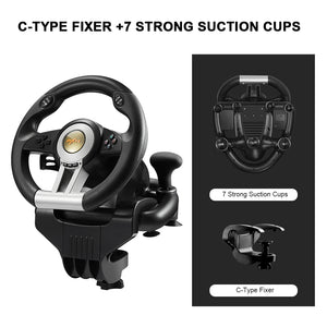PXN V3II PC Racing Wheel, 180 Degree Universal Usb Car Racing Game Steering Wheel with Pedal for Windows PC, PS3, PS4, Xbox One, Nintendo Switch(Black)